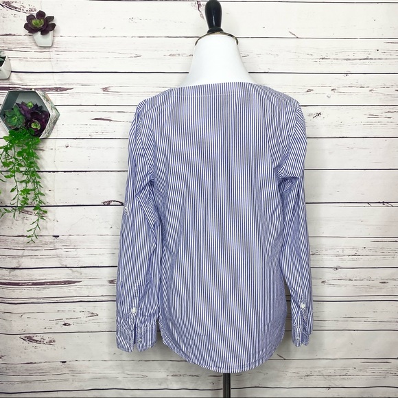 Vineyard Vines Blue & White Striped Popover Top Size Small - Picture 12 of 12